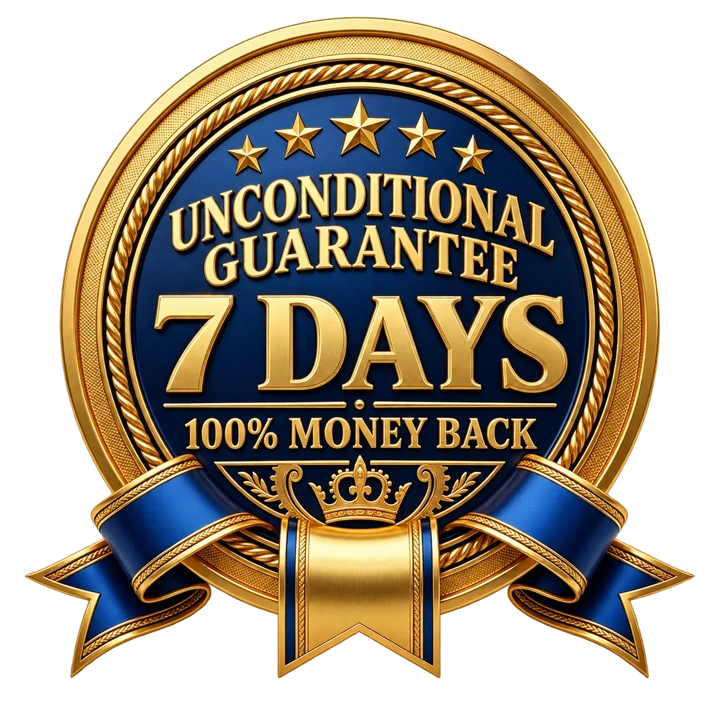 7-day unconditional guarantee seal with zero risk